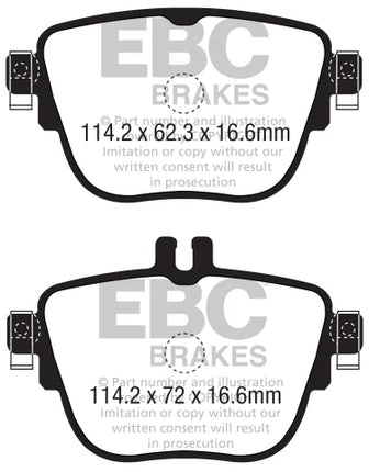 EBC Yellowstuff Rear Brake Pad Set for MERCEDES E CLASS W213 E350D non sports pac… (DP42337R)