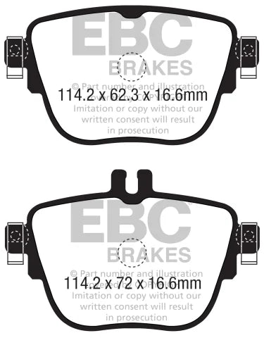 EBC Yellowstuff Rear Brake Pad Set for MERCEDES E CLASS W213 E350D non sports pac… (DP42337R)