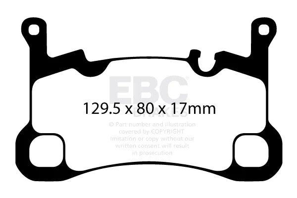 EBC Yellowstuff Rear Brake Pad Set for PORSCHE CAYENNE LATEST 2017 ONWARDS 9YA (DP42380R)