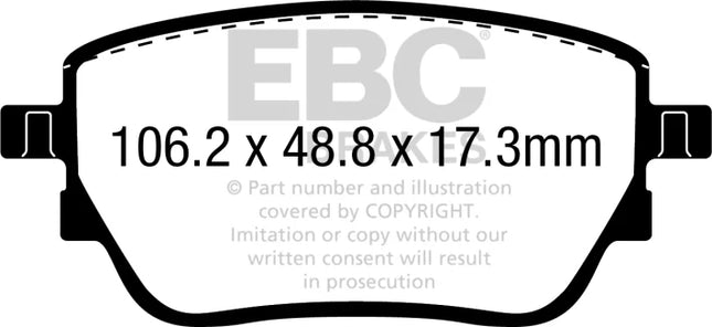 EBC Yellowstuff Rear Brake Pad Set for MERCEDES A class saloon V177 (DP42389R)