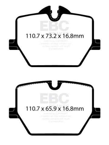 EBC Yellowstuff Rear Brake Pad Set for BMW 3 SERIES G20 340i (DP42415R)