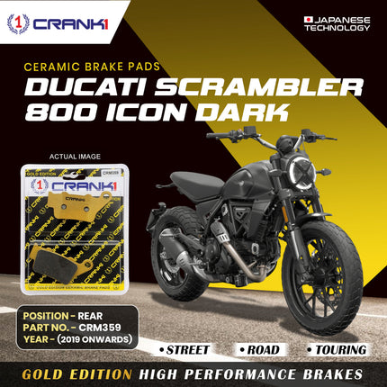 Ceramic Brake Pads For Ducati Scrambler 800 Icon Dark (2019 Onwards) - Rear - CRM359 - 1 Set - CRANK1
