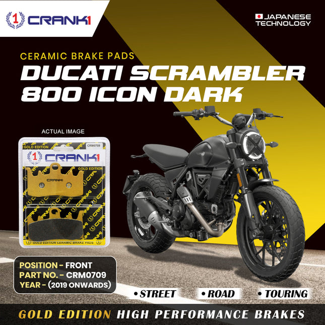Ceramic Brake Pads For Ducati Scrambler 800 Icon Dark (2019 Onwards) - Front - CRM0709 - 2 Sets - CRANK1