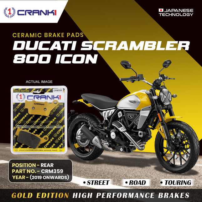Ceramic Brake Pads For Ducati Scrambler 800 Icon (2019 Onwards) - Rear - CRM359 - 1 Set - CRANK1