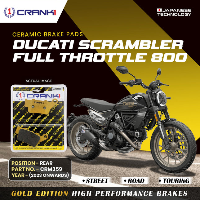 Ceramic Brake Pads For Ducati Scrambler Full Throttle 800 (2023 Onwards) - Rear - CRM359 - 1 Set - CRANK1