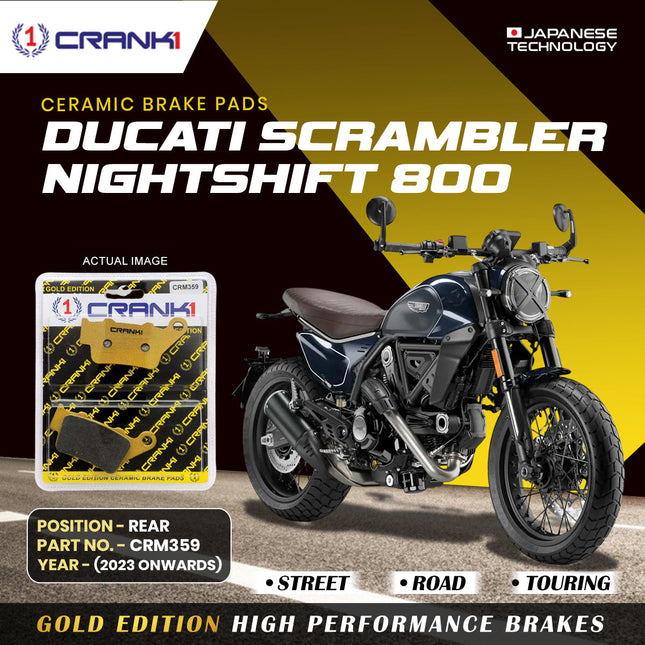 Ceramic Brake Pads For Ducati Scrambler Nightshift 800 (2023 Onwards) - Rear - CRM359 - 1 Set - CRANK1