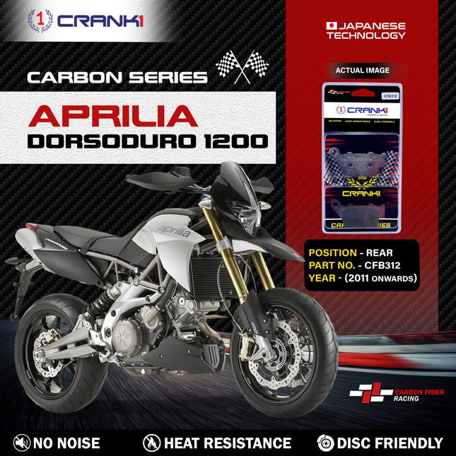 CRANK1 Brake Pads for Aprilia Dorsoduro 1200 — Sintered, Rear