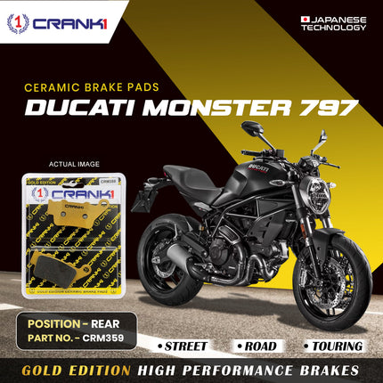 Ceramic Brake Pads For Duacti Monster 797 - Rear - CRM359 - 1 Set - CRANK1