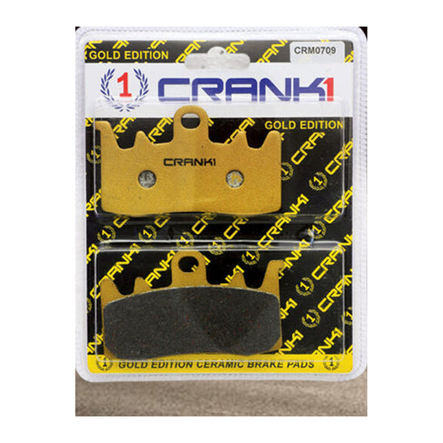 CRANK1 Brake Pads for Ducati Scrambler Desert Sled 800, Ceramic & Sintered, Front & Rear, in retail packaging