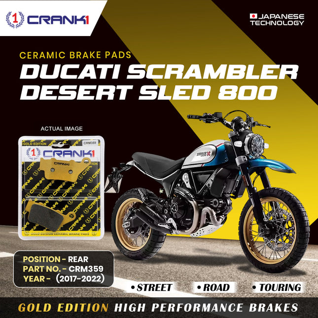 Ceramic Brake Pads For Ducati Scrambler Desert Sled 800 (2017-2022) - Rear - CRM359 - 1 Set - CRANK1