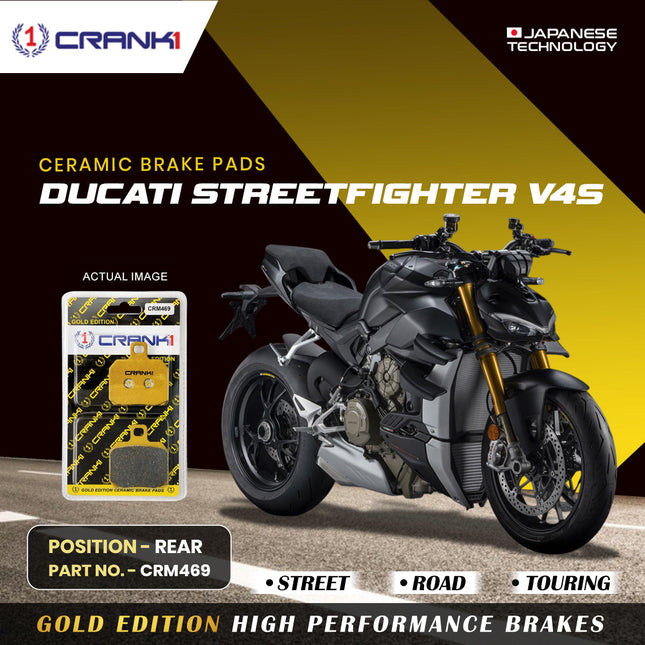Ceramic Brake Pads For Ducati Streetfighter V4S - Rear - CRM469 - 1 Set - CRANK1