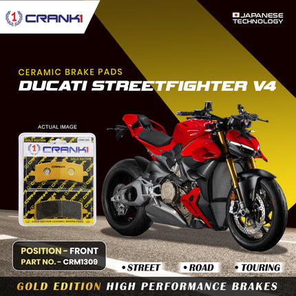 Ceramic Brake Pads For Ducati Streetfighter V4 - Front - CRM1309 - 2 Sets - CRANK1