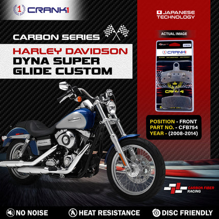 CRANK1 Brake Pads for Harley Davidson Dyna Super Glide Customs — Sintered, Front & Rear