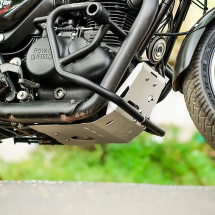 LCB Vambrace Bash Plate Silver for Royal Enfield Hunter 350.