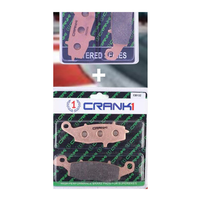 CRANK1 Brake Pads for Kawasaki ER-6n, Sintered, Front & Rear, in retail packaging