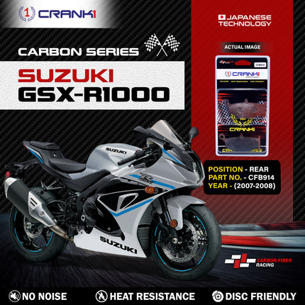 CRANK1 Brake Pads for Suzuki GSX-R1000 — Ceramic & Sintered, Front & Rear