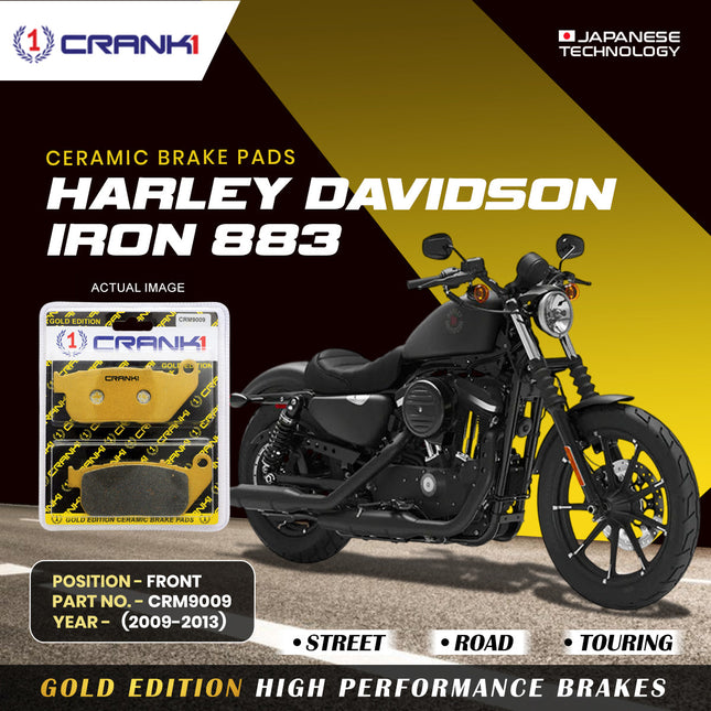 Ceramic Brake Pads For Harley Davidson Sportster Iron 883 (2009-2013) - Front - CRM9009 - 1 Set - CRANK1