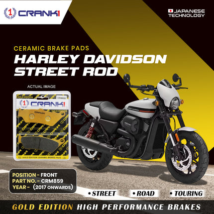 Ceramic Brake Pads For Harley Davidson Street Rod (2017 Onwards) - Front - CRM859 - 2 Sets - CRANK1