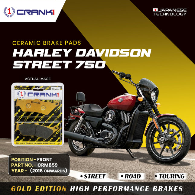 Ceramic Brake Pads For Harley Davidson Street 750 (2016 Onwards) - Front - CRM859 - 1 Set - CRANK1