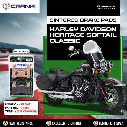 Sintered Brake Pads For Harley Davidson Heritage Softail Classic (2018 Onwards) - Front - CB692 - 1 Set - CRANK1