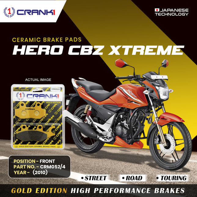 Ceramic Brake Pads For Hero CBZ Xtreme (2010) - Front - CRM052/4 - 1 Set - CRANK1