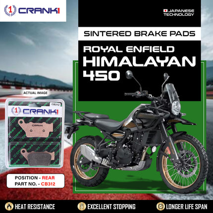 Sintered Brake Pads For Royal Enfield Himalayan 450 - Rear - CB312 - 1 Set - CRANK1