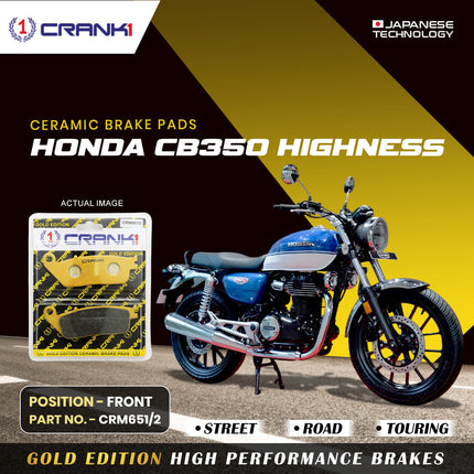 Ceramic Brake Pads For Honda CB350 Highness - Front - CRM651/2 - 1 Set - CRANK1