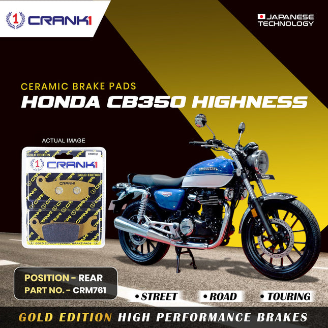 Ceramic Brake Pads For Honda CB350 Highness - Rear - CRM761 - 1 Set - CRANK1