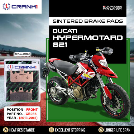 Sintered Brake Pads For Ducati Hypermotard 821 (2013-2015) - Front - CB036 - 2 Sets - CRANK1