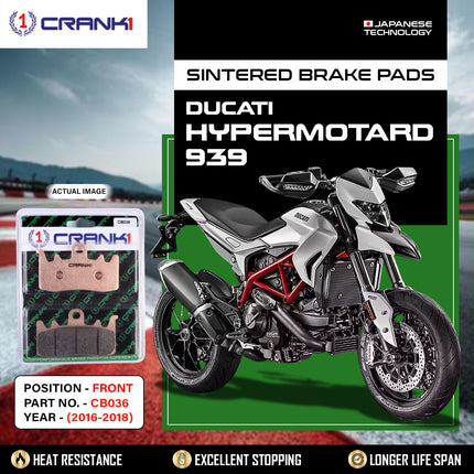 Sintered Brake Pads For Ducati Hypermotard 939 (2016-2018) - Front - CB036 - 2 Sets - CRANK1