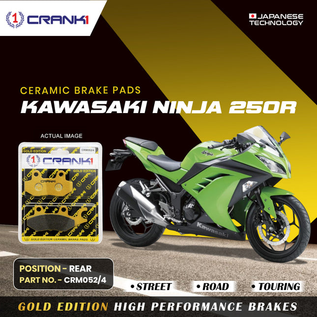 Ceramic Brake Pads For Kawasaki Ninja 250R - Rear - CRM052/4 - 1 Set - CRANK1