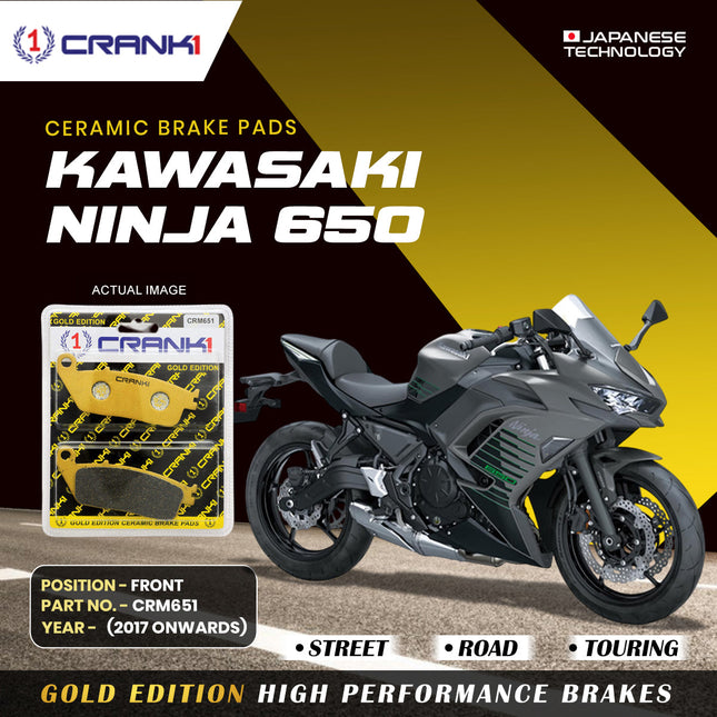 Ceramic Brake Pads For Kawasaki Ninja 650 (2017 Onwards) - Front - CRM651 - 2 Sets - CRANK1