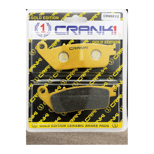 CRANK1 Brake Pads for Kawasaki Versys 650, Ceramic & Sintered, Front & Rear, in retail packaging