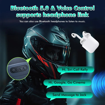 Motorcyclist in full-face helmet with Bluetooth 5.0 voice control headset, RawTorque upgrade