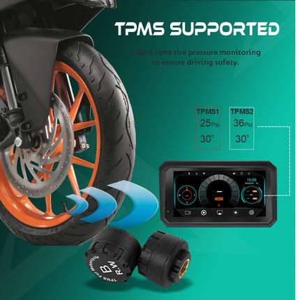 SIMTAC M8DT Motorcycle Navigation Screen with TPMS & Dual Camera Support