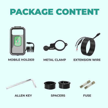 Simtac Splash Guard X Mobile Holder with Wireless Charger & Vibration Damper (MHW-PWC-PRO)