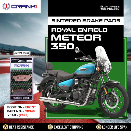 Sintered Brake Pads For Royal Enfield Meteor 350 (2022) - Front - CB346 - 1 Set - CRANK1