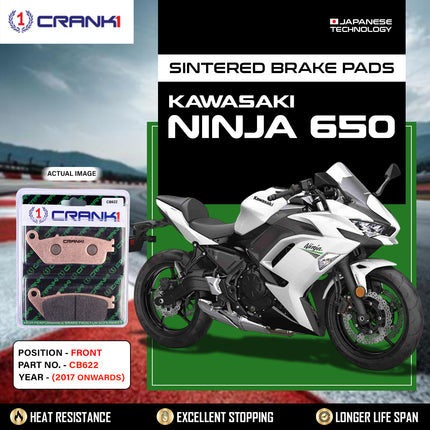 Sintered  Brake Pads For Kawasaki Ninja 650 (2017 Onwards) - Front - CB622 - 2 Sets - CRANK1
