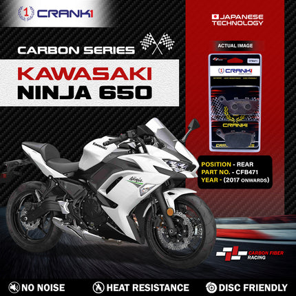 CRANK1 Brake Pads for Kawasaki Ninja 650 — Ceramic & Sintered, Front & Rear