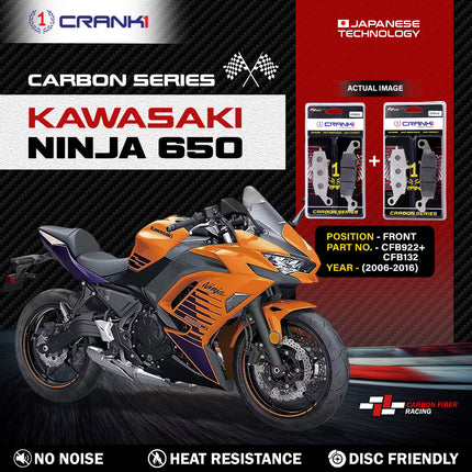 CRANK1 Brake Pads for Kawasaki Ninja 650 — Ceramic & Sintered, Front & Rear