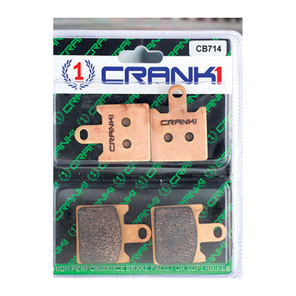 CRANK1 Brake Pads for Kawasaki Ninja ZX-14R, Sintered, Front & Rear, in retail packaging