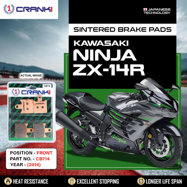 Sintered Brake Pads For Kawasaki Ninja ZX-14R (2014) - Front - CB714 - 2 Sets - CRANK1