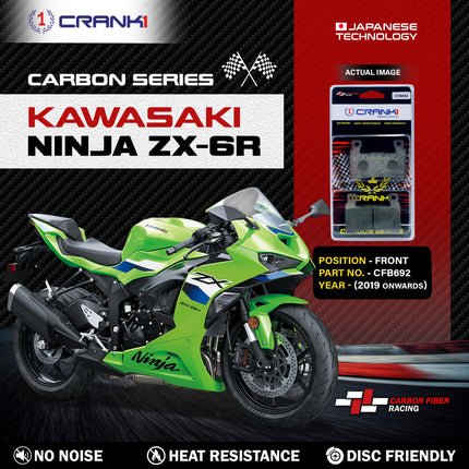 CRANK1 Brake Pads for Kawasaki Ninja ZX-6R — Sintered, Front & Rear
