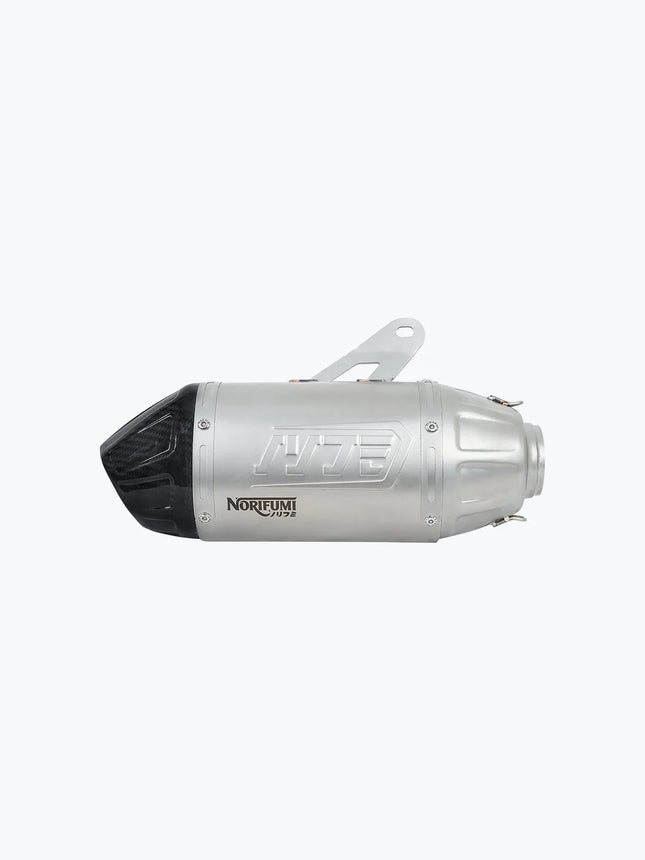Norifumi Whoops SS Carbon Slip-On Exhaust for Royal Enfield Himalayan/Guerrilla 450 – Short (EXH18156) & Long (EXH18158)
