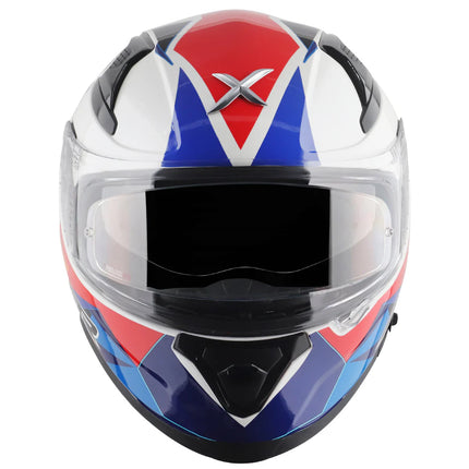 Axor Apex Prism Full Face Helmet – White Blue (Dual Visor, ISI & DOT Certified)