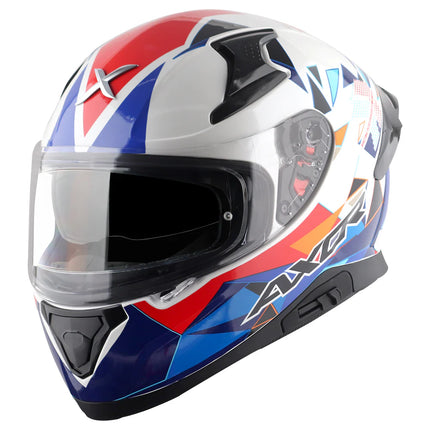 Axor Apex Prism full face helmet with dual visor and size chart guide