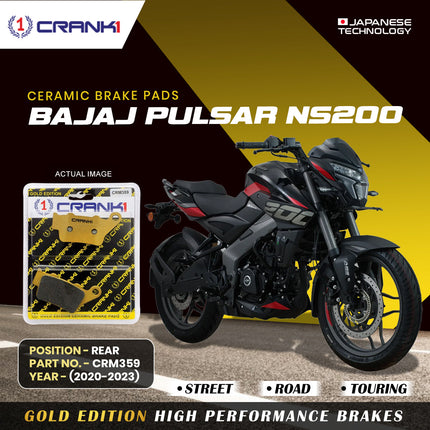 Ceramic Brake Pads For Bajaj Pulsar NS200 (2020-2023) - Rear - CRM359 - 1 Set - CRANK1