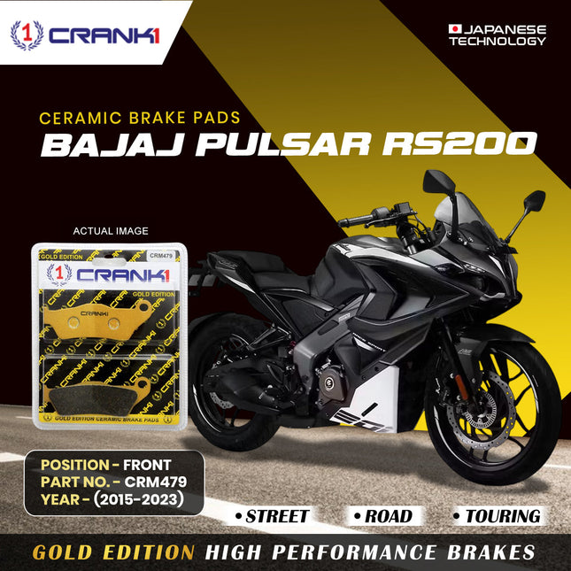 Ceramic Brake Pads For Bajaj Pulsar RS200 (2015-2023) - Front - CRM479 - 1 Set - CRANK1