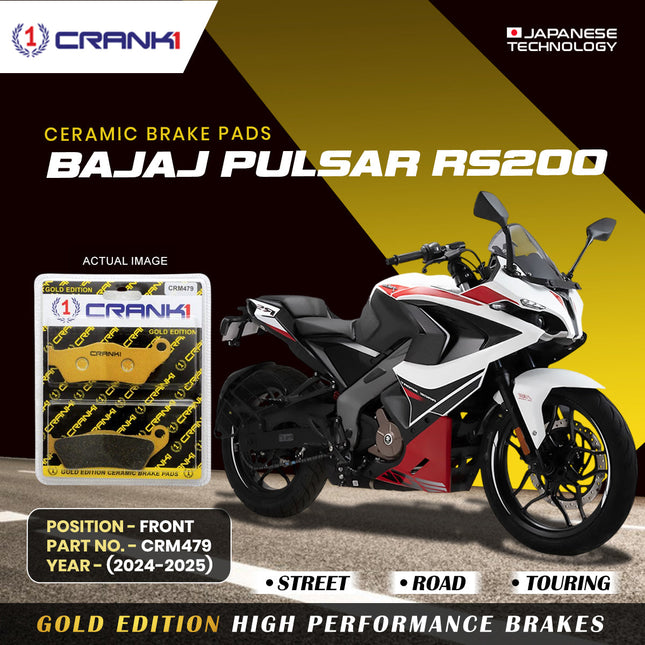 Ceramic Brake Pads For Bajaj Pulsar RS200 (2024-2025) - Front - CRM479 - 1 Set - CRANK1