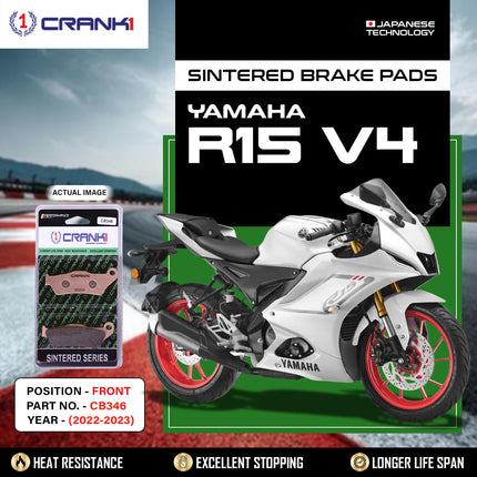Sintered Brake Pads For Yamaha R15 V4 (2022-2023) - Front - CB346 - 1 Set - CRANK1